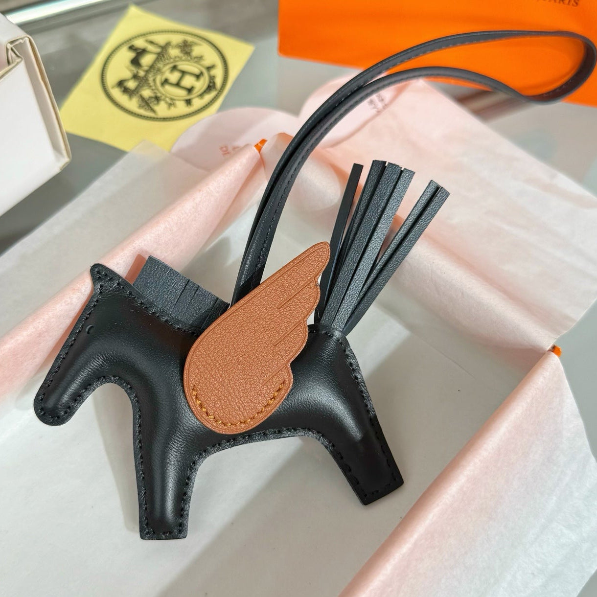 HM Rodeo Pegase PM Charm Black mix Brown Lambskin