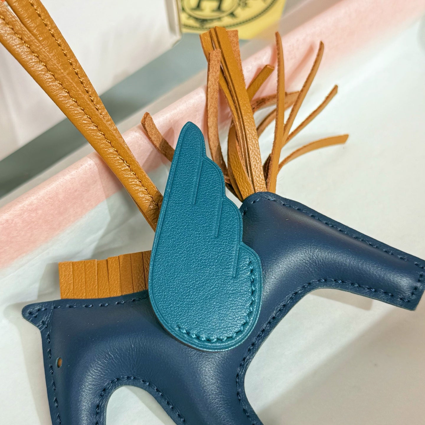 HM Rodeo Pegase PM Charm Navy Blue mix Brown Lambskin