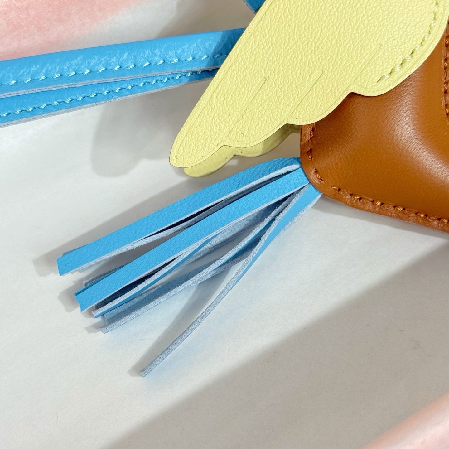 HM Rodeo Pegase PM Charm Brown Blue Yellow Lambskin