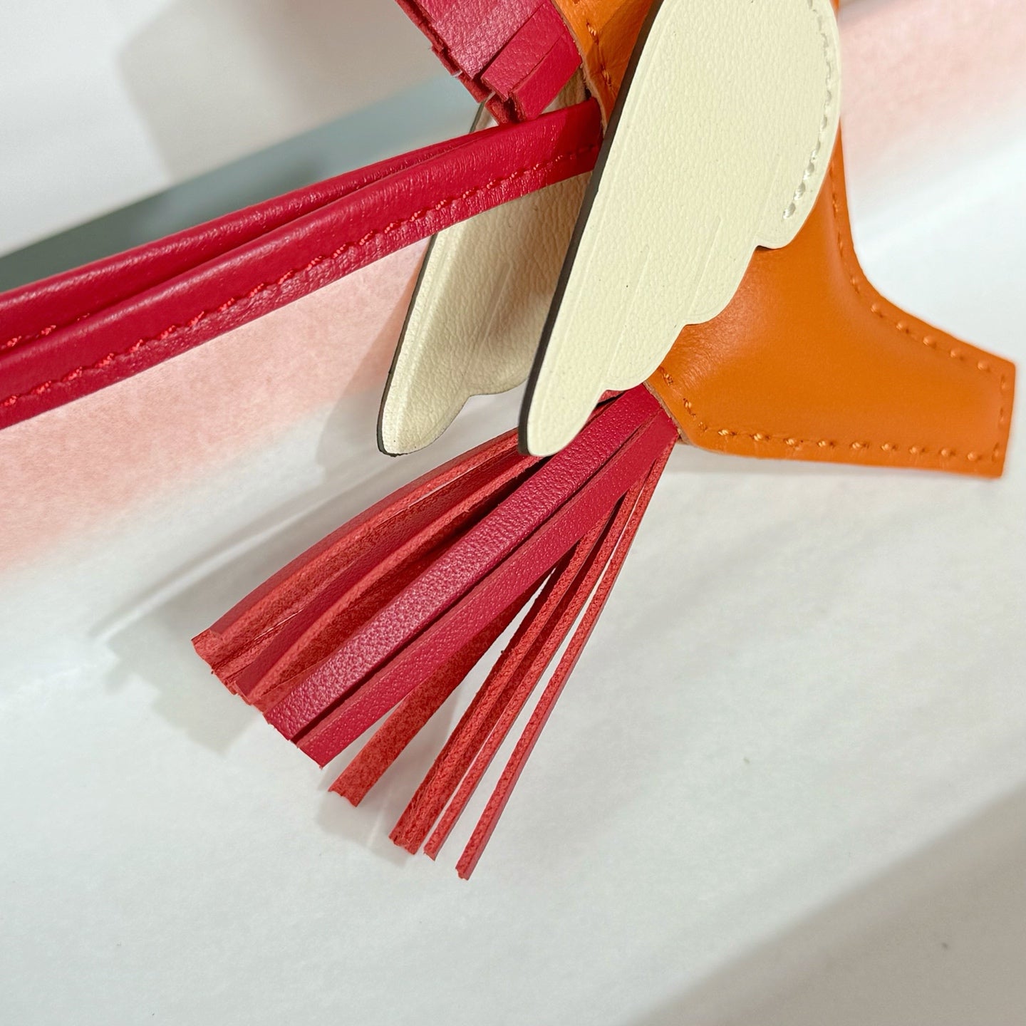 HM Rodeo Pegase PM Charm Red Orange Cream Lambskin