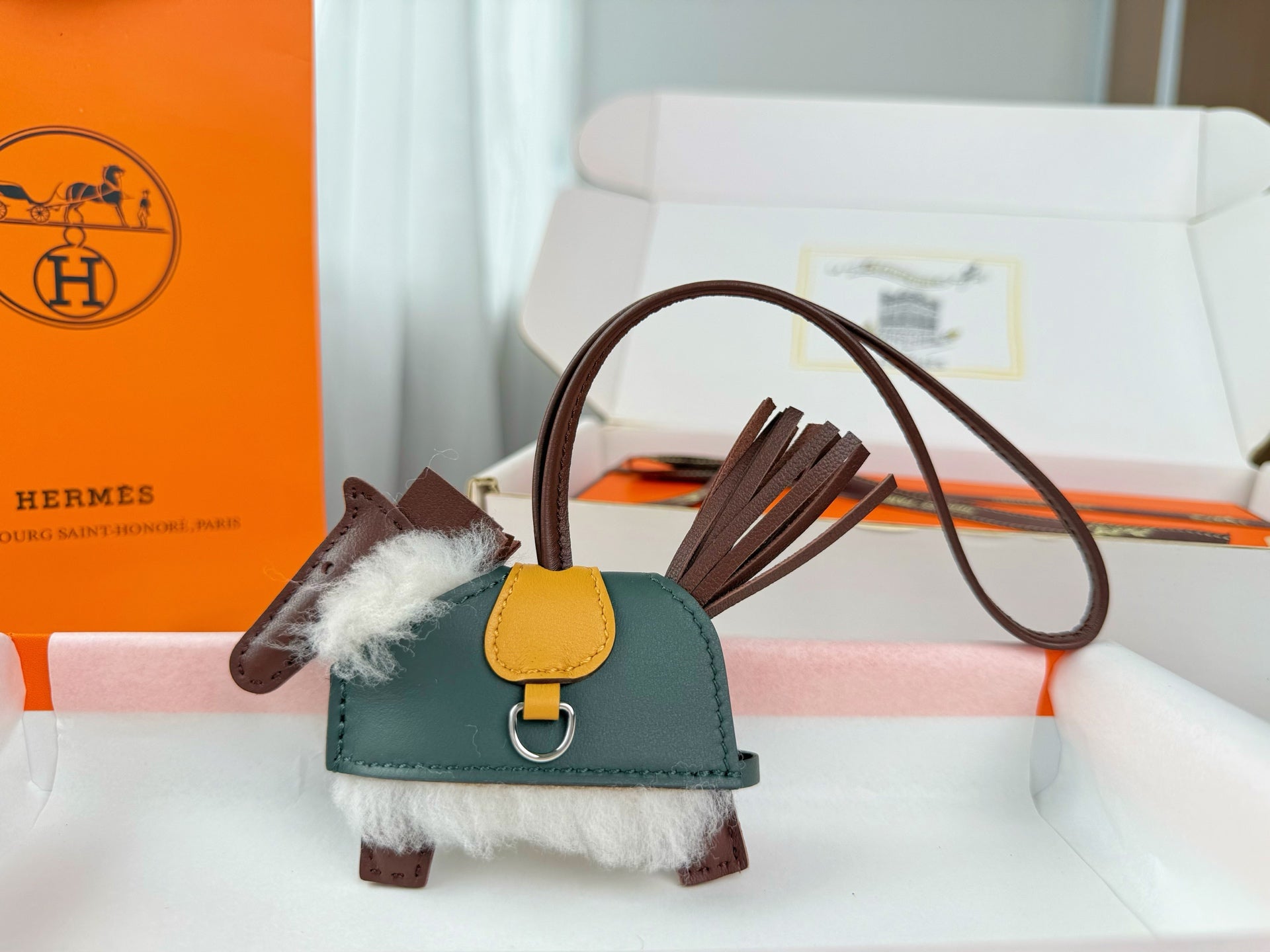 Hermes Rodeo Robeo Coeur Pony Bag Charm Lambswool