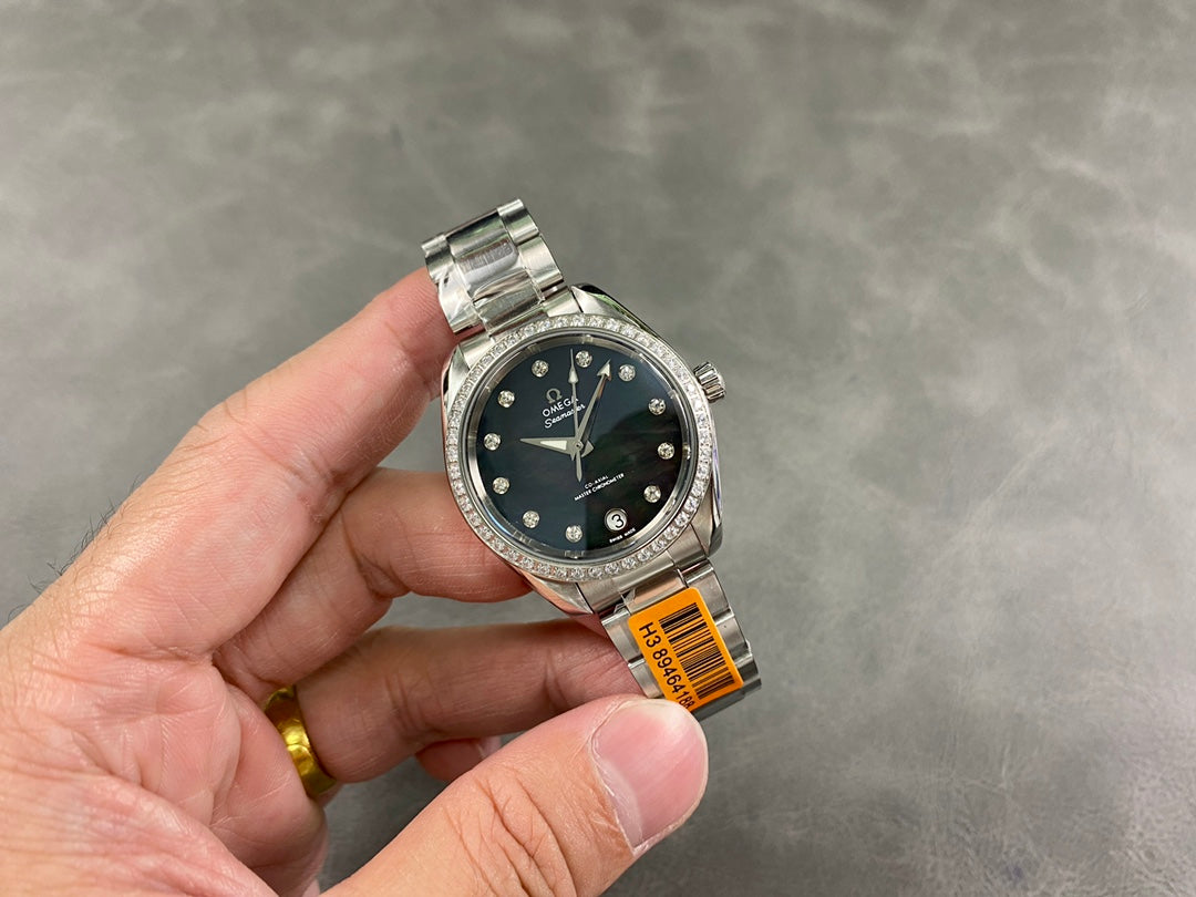 Omega Seamaster 34mm Diamond Mother Of Pearl Dial