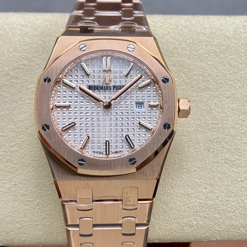 Audemars Piguet Royal Oak Lady 33mm Rose Gold White Dial