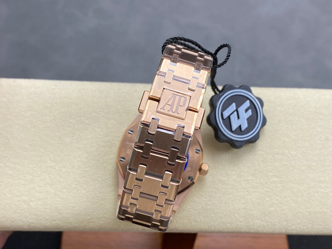 Audemars Piguet Royal Oak Lady 33mm Rose Gold Blue Dial Diamond Bezel