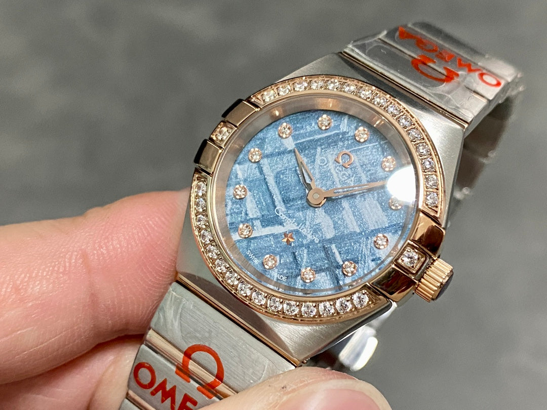 Omega Constellation 27mm Pink Gold Blue Dial