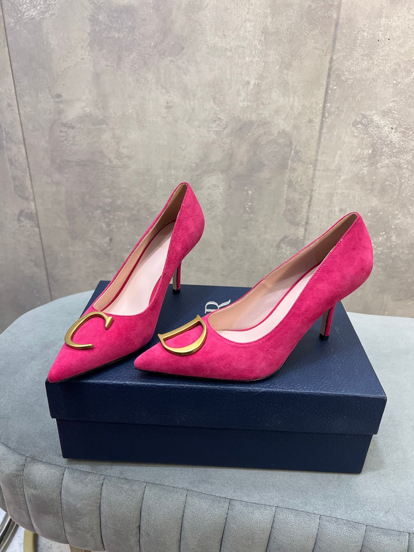 CD 26 High-Heeled 85 Pumps Pink Suede 594569