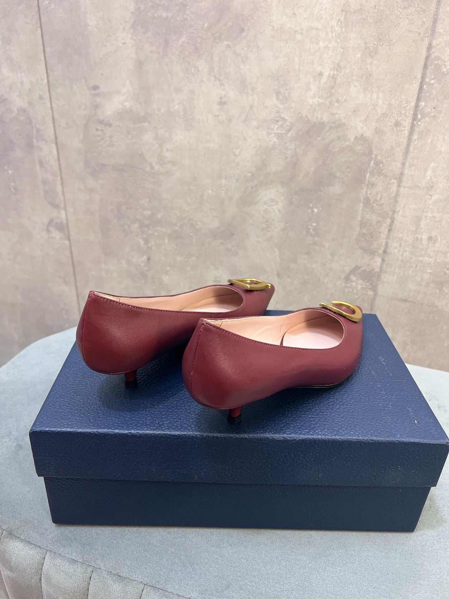 CD 26 High-Heeled 40 Pumps Burgundy Cowhide 594578