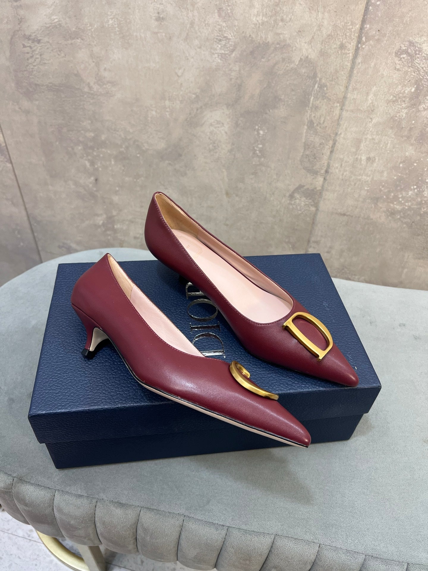 CD 26 High-Heeled 40 Pumps Burgundy Cowhide 594578