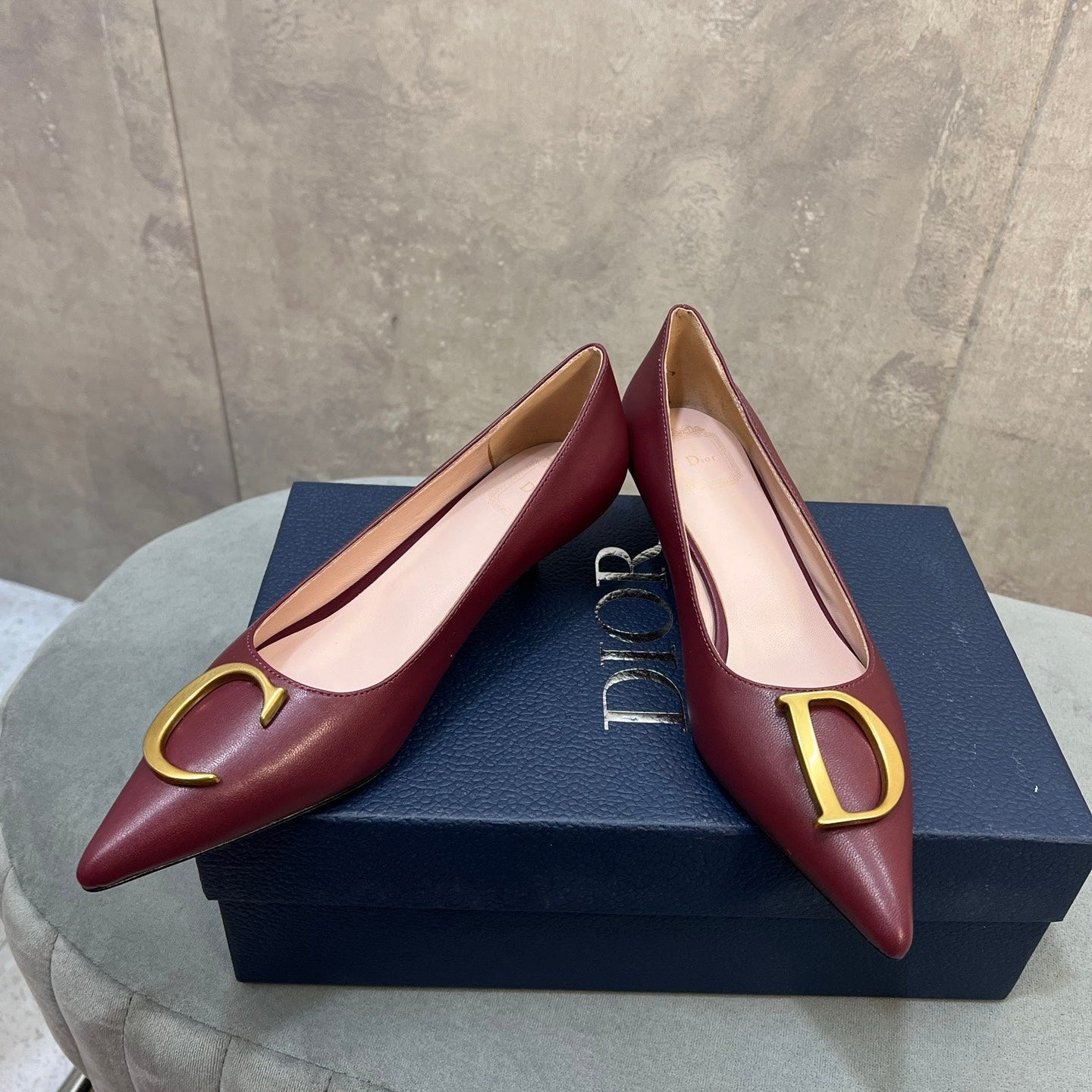 CD 26 High-Heeled 40 Pumps Burgundy Cowhide 594578