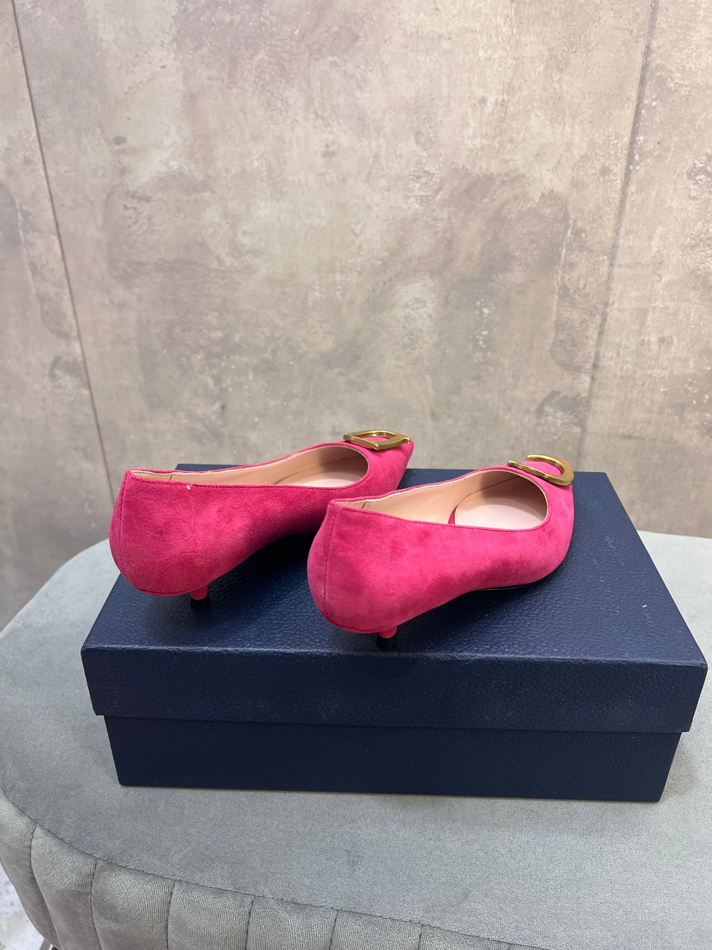 CD 26 High-Heeled 40 Pumps Pink Suede 594580