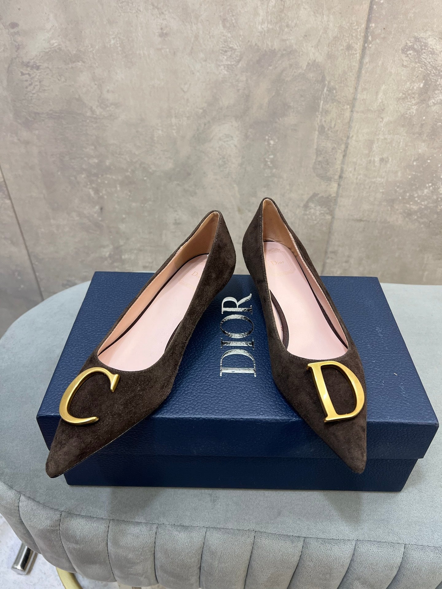 CD 26 High-Heeled 40 Pumps Dark Brown Suede 594582