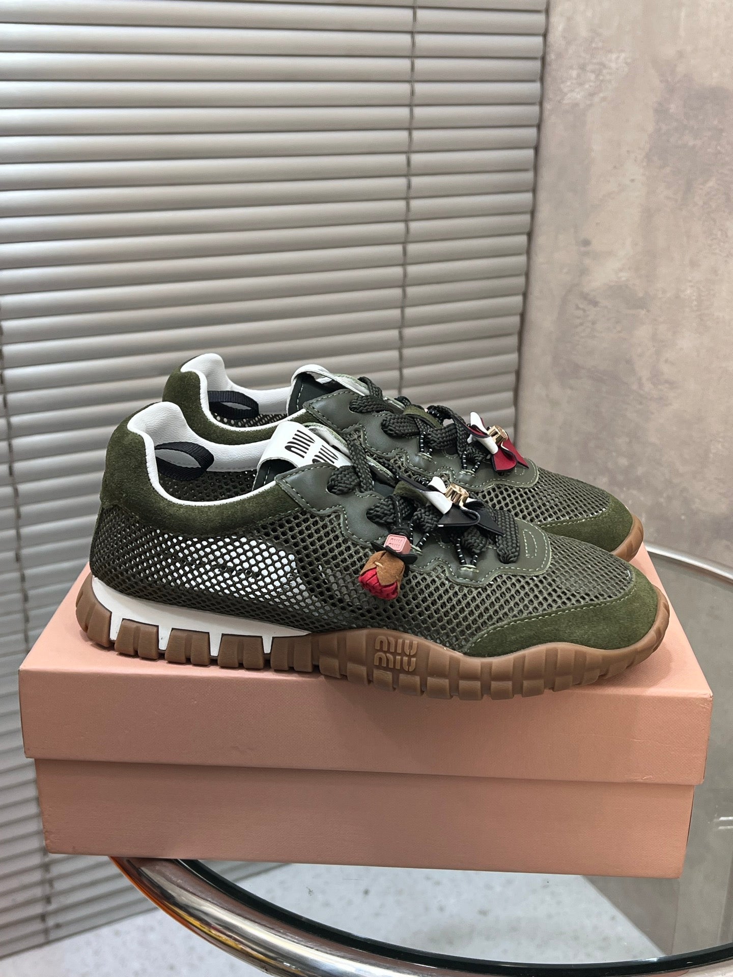 Miumiu 2026 Tyre Sneakers Mesh Suede Leather 952934