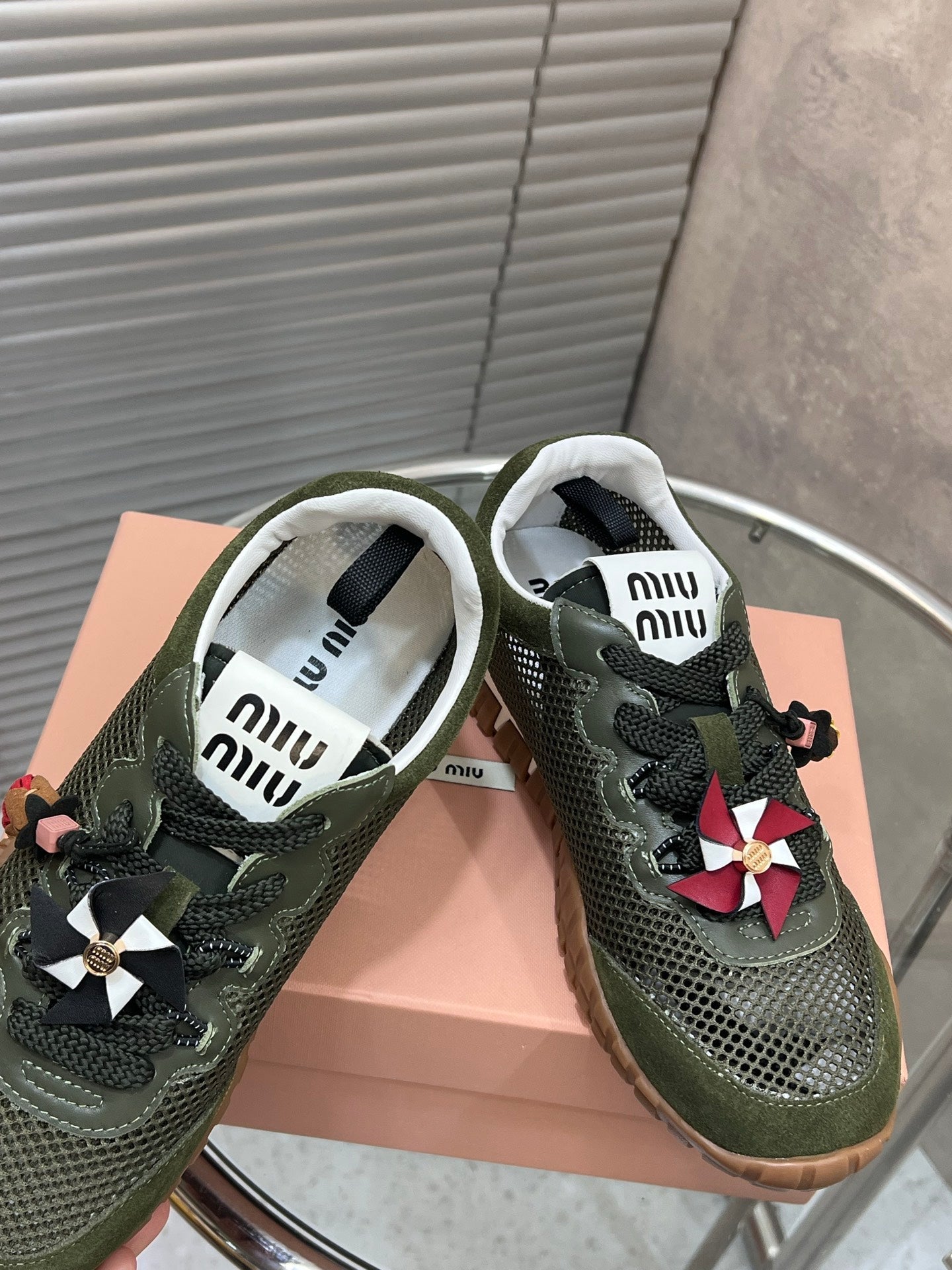 Miumiu 2026 Tyre Sneakers Mesh Suede Leather 952934