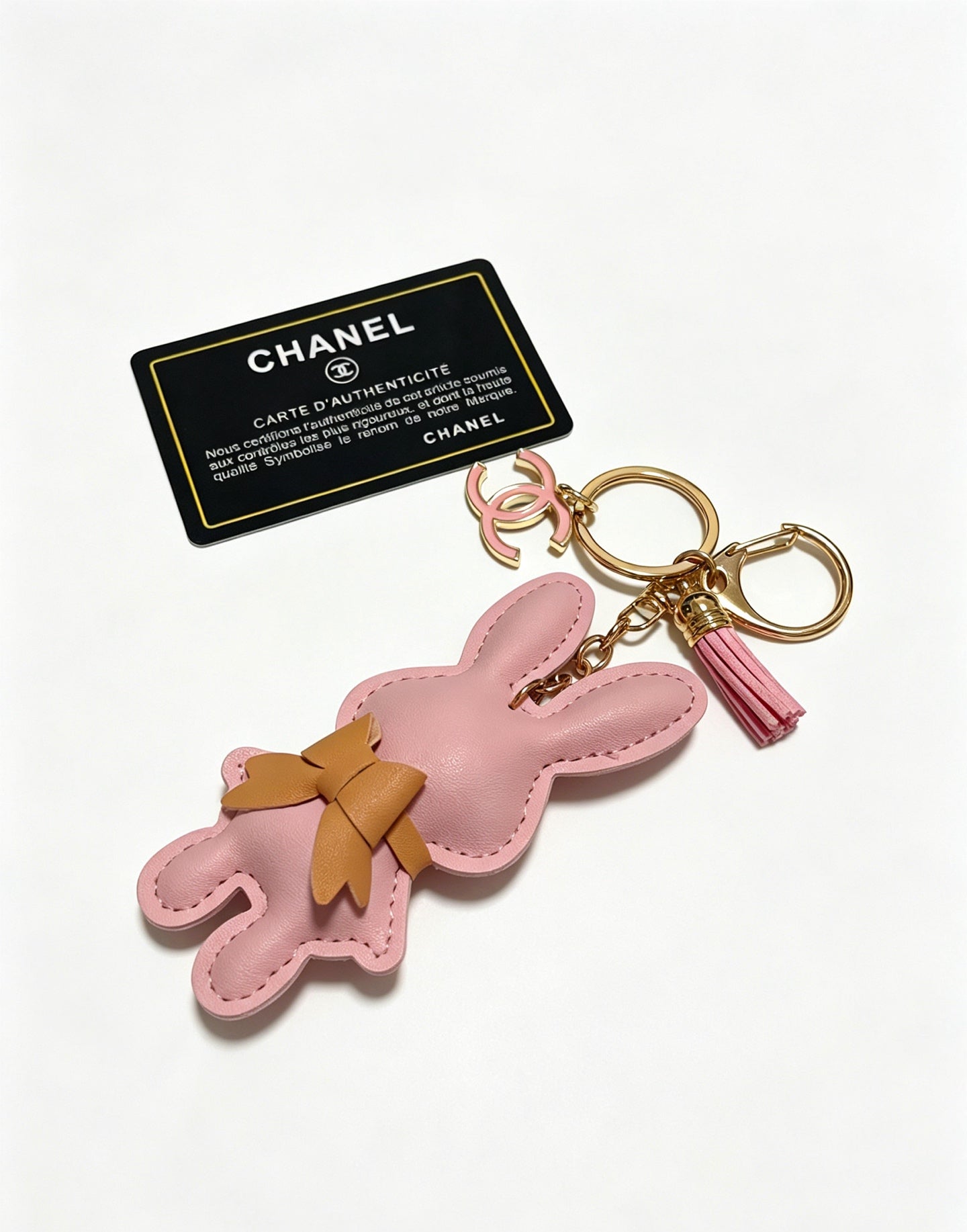 Chanel Pink Rabbit Charm Leather