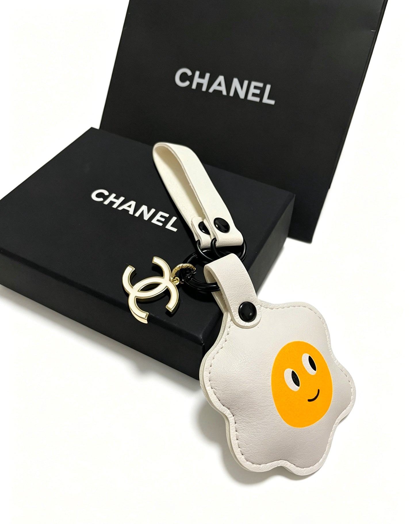 Chanel Fried Egg-shaped Charm Leather