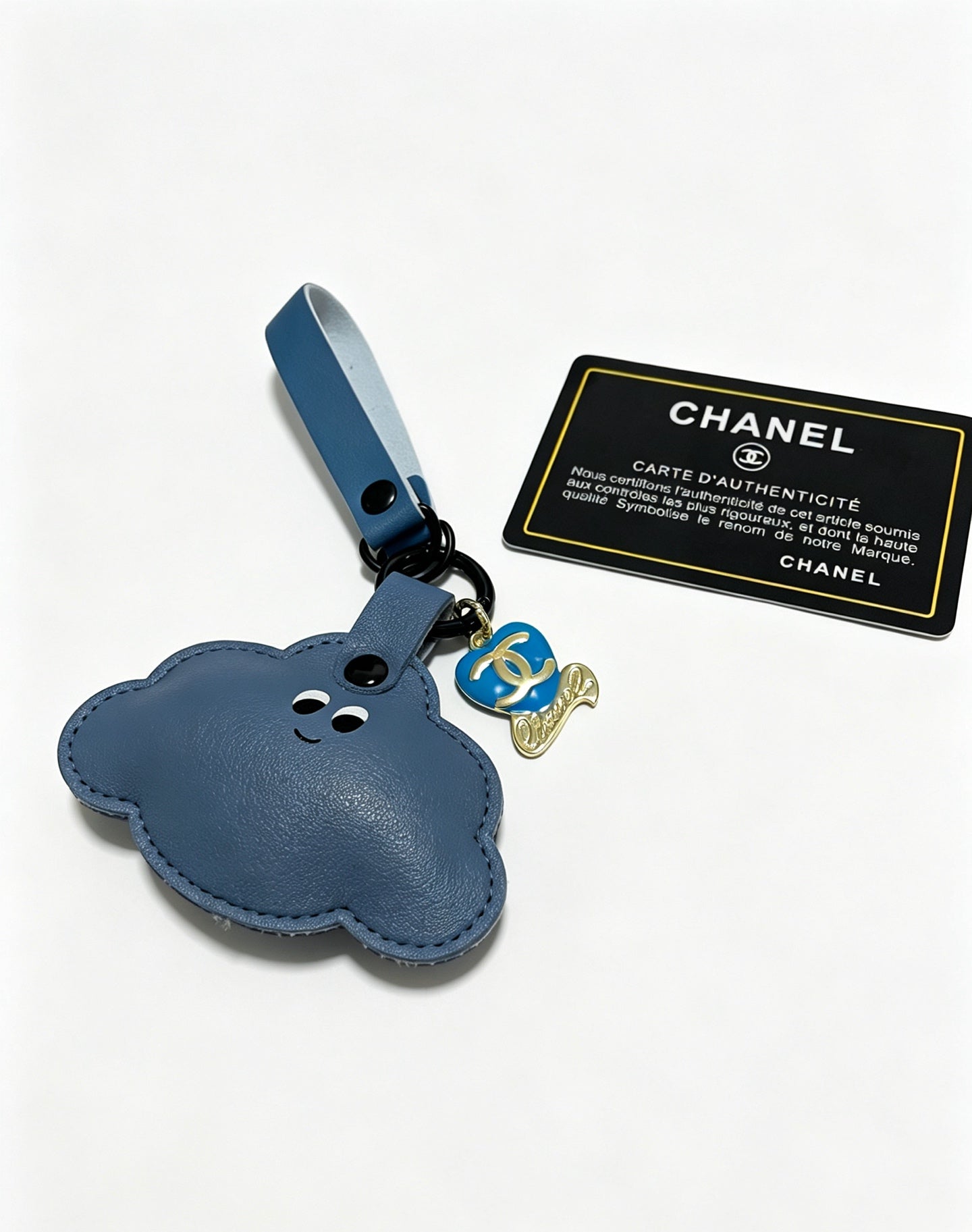 Chanel Blue Cloud-shaped Charm Leather