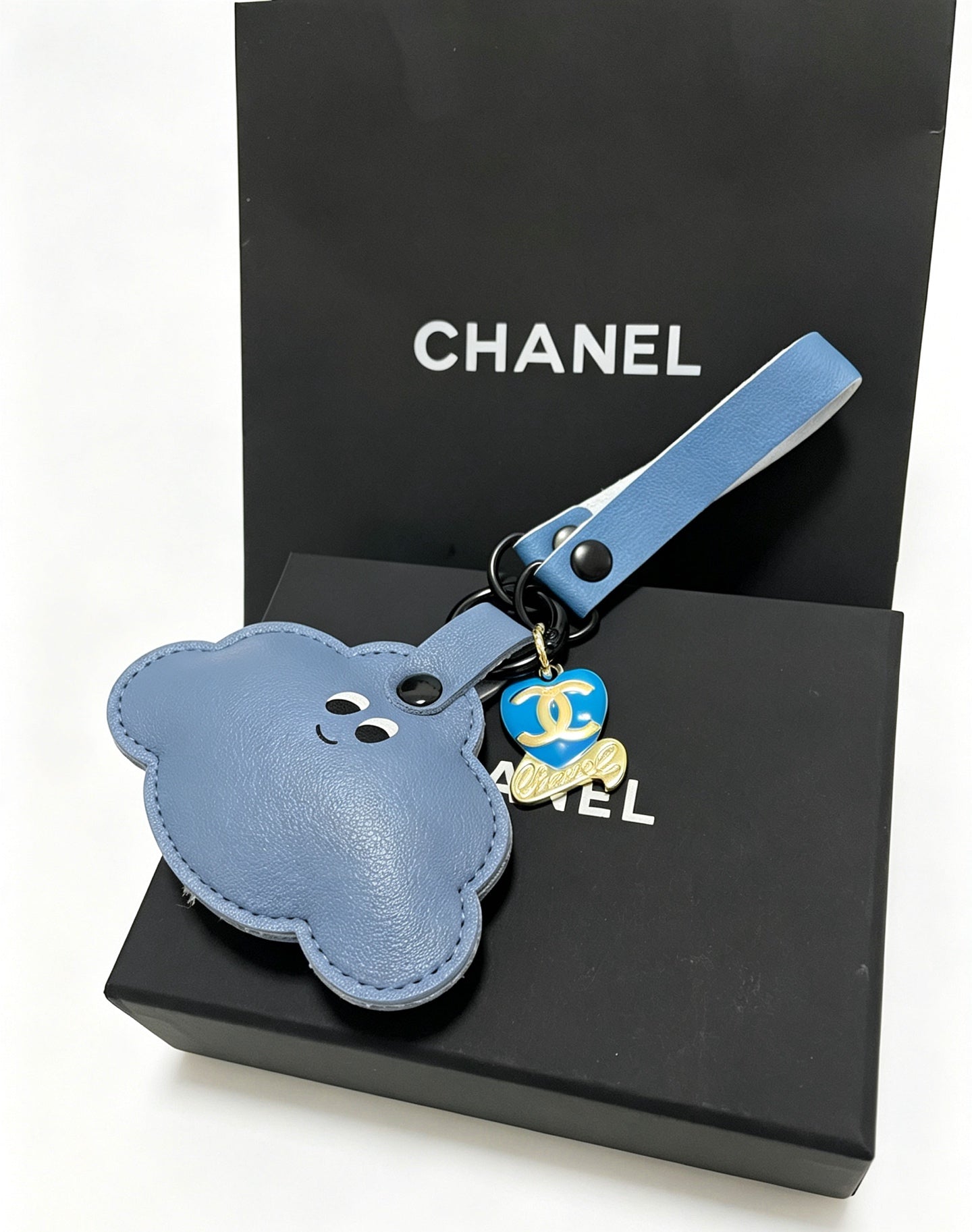 Chanel Blue Cloud-shaped Charm Leather
