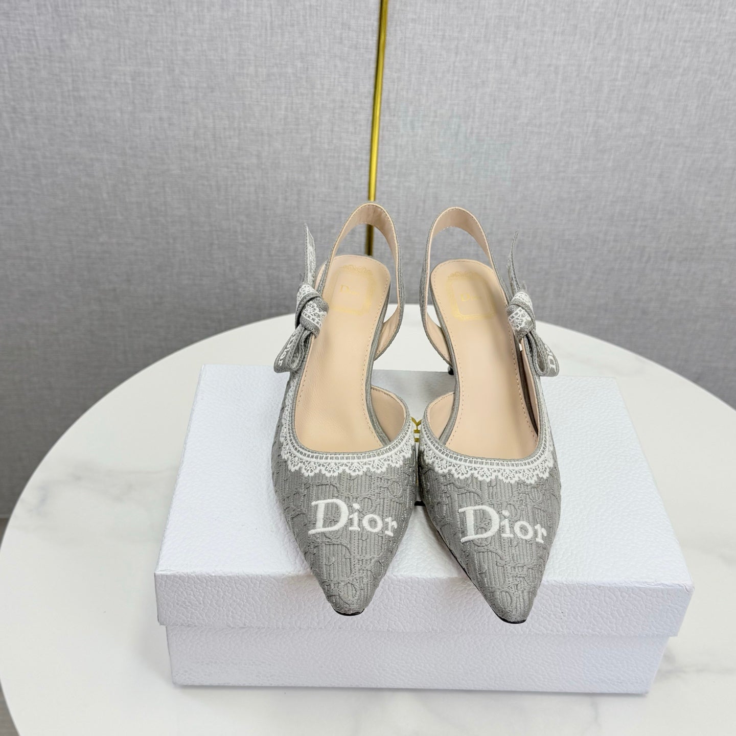 CD 26 Embroidered Slingback 65 Gray Canvas 620367