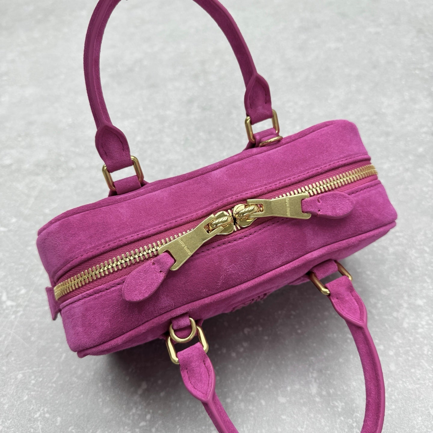 Miumiu 2026 Arcadie Top-Handle Bag Hot Pink Suede