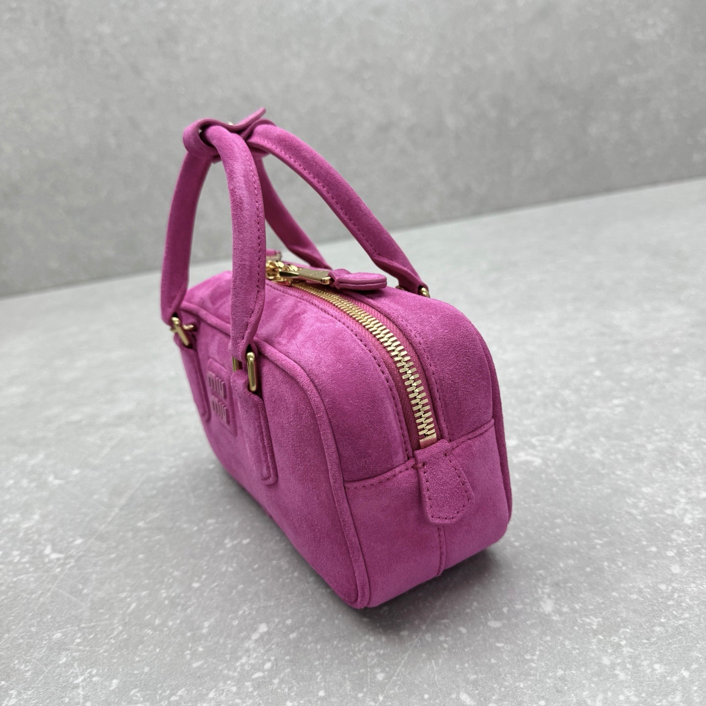 Miumiu 2026 Arcadie Top-Handle Bag Hot Pink Suede