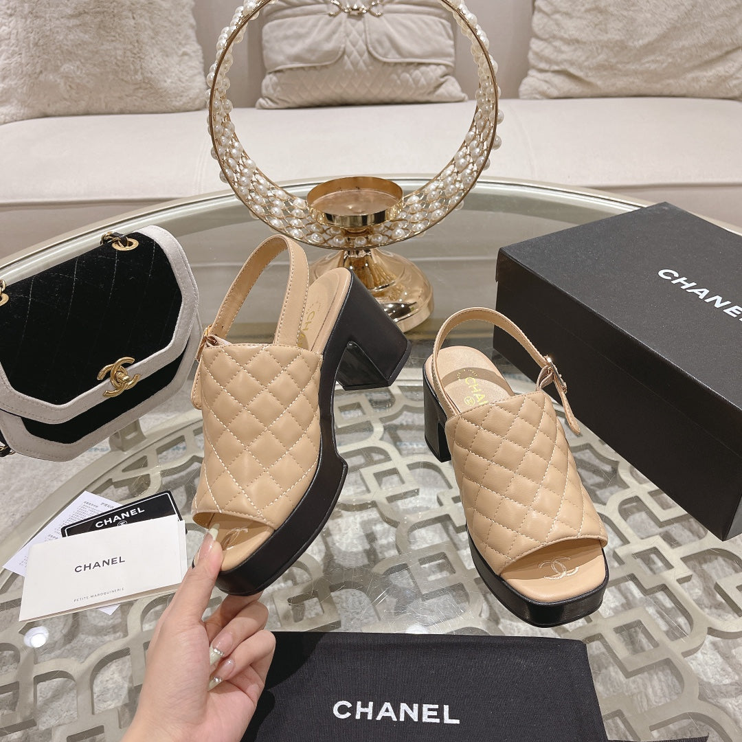 platform sandal 85 beige quilted calfskin