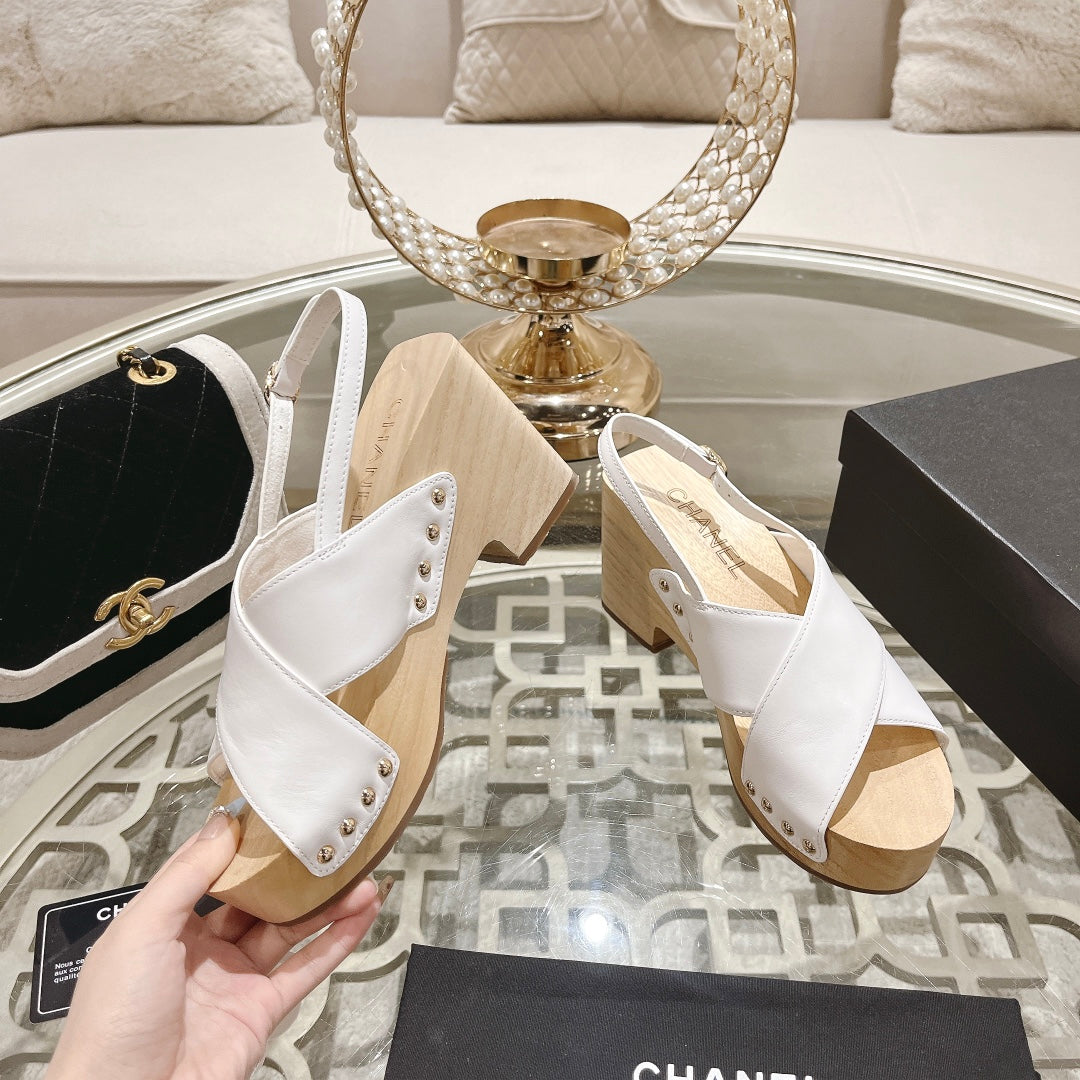 platform sandal 90 cross white calfskin