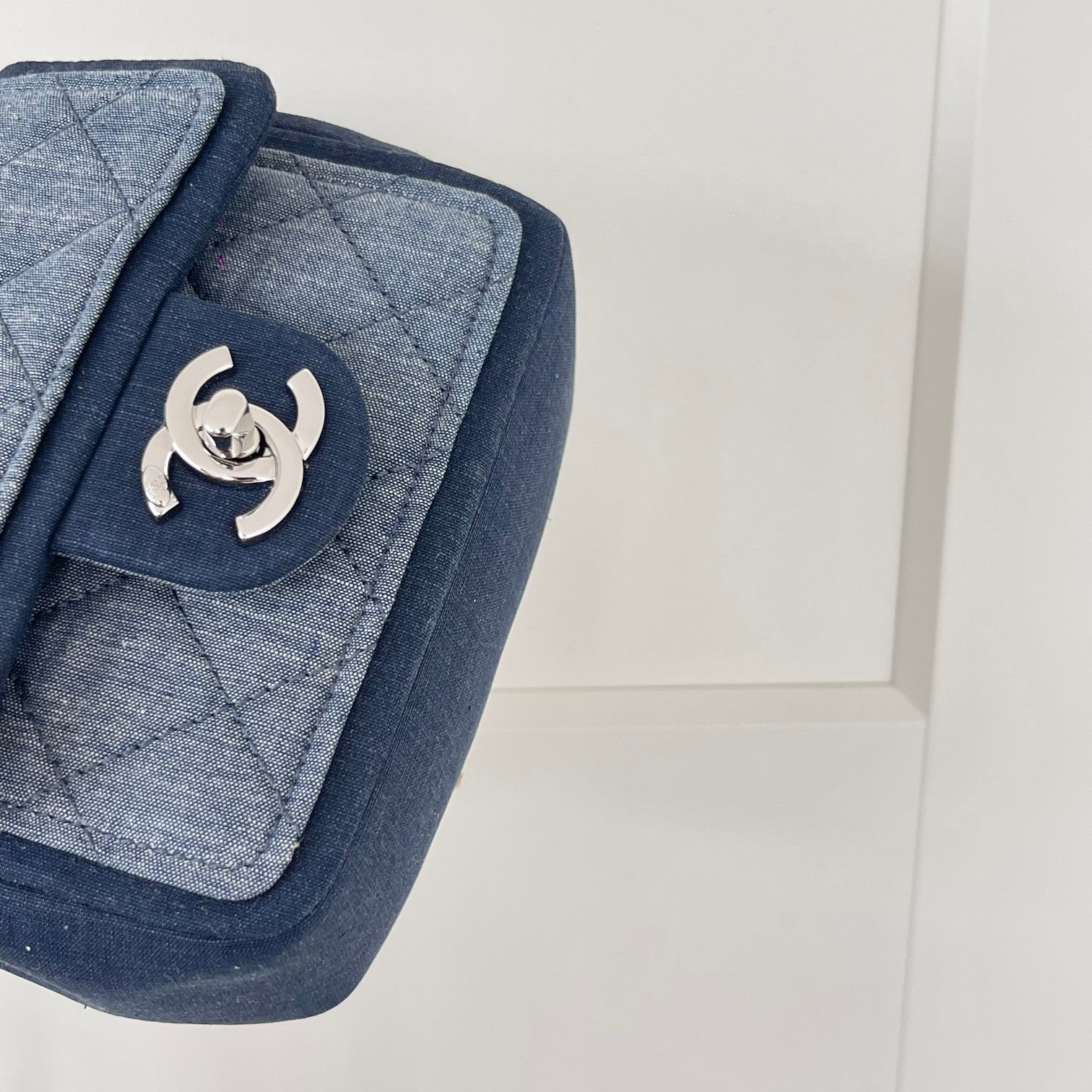 Chanel 2026 Quilted Mini Flap Bag 17cm Blue Denim