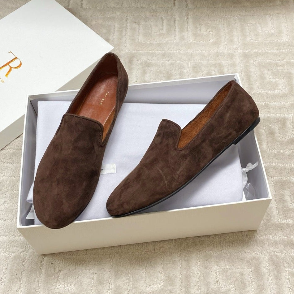 The Row 2025 Tipi Loafer Dark Brown Suede 541526