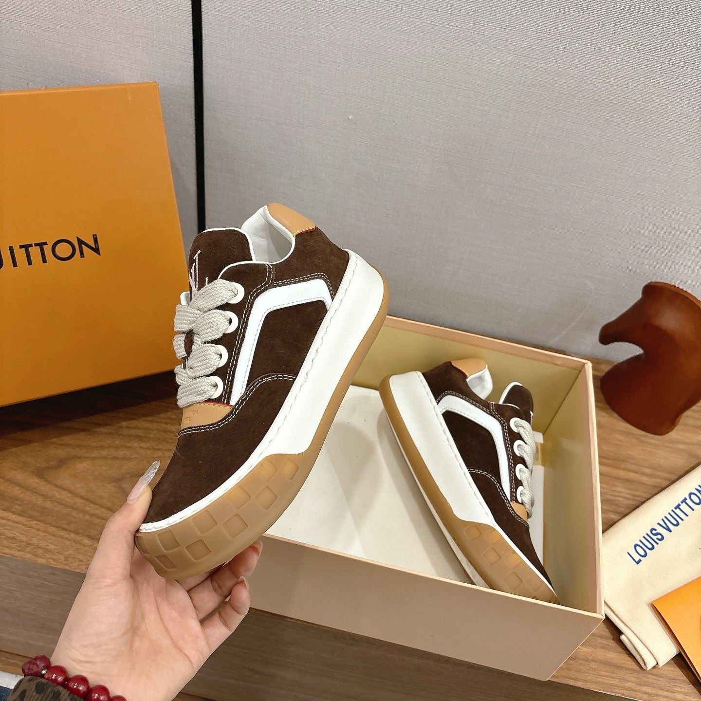 LV 2026 Tilted Sneaker Brown Suede 594937