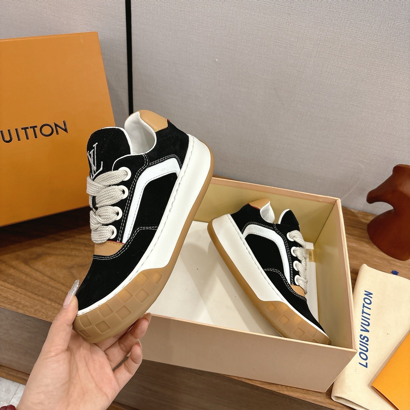 LV 2026 Tilted Sneaker Black Suede Leather 594930