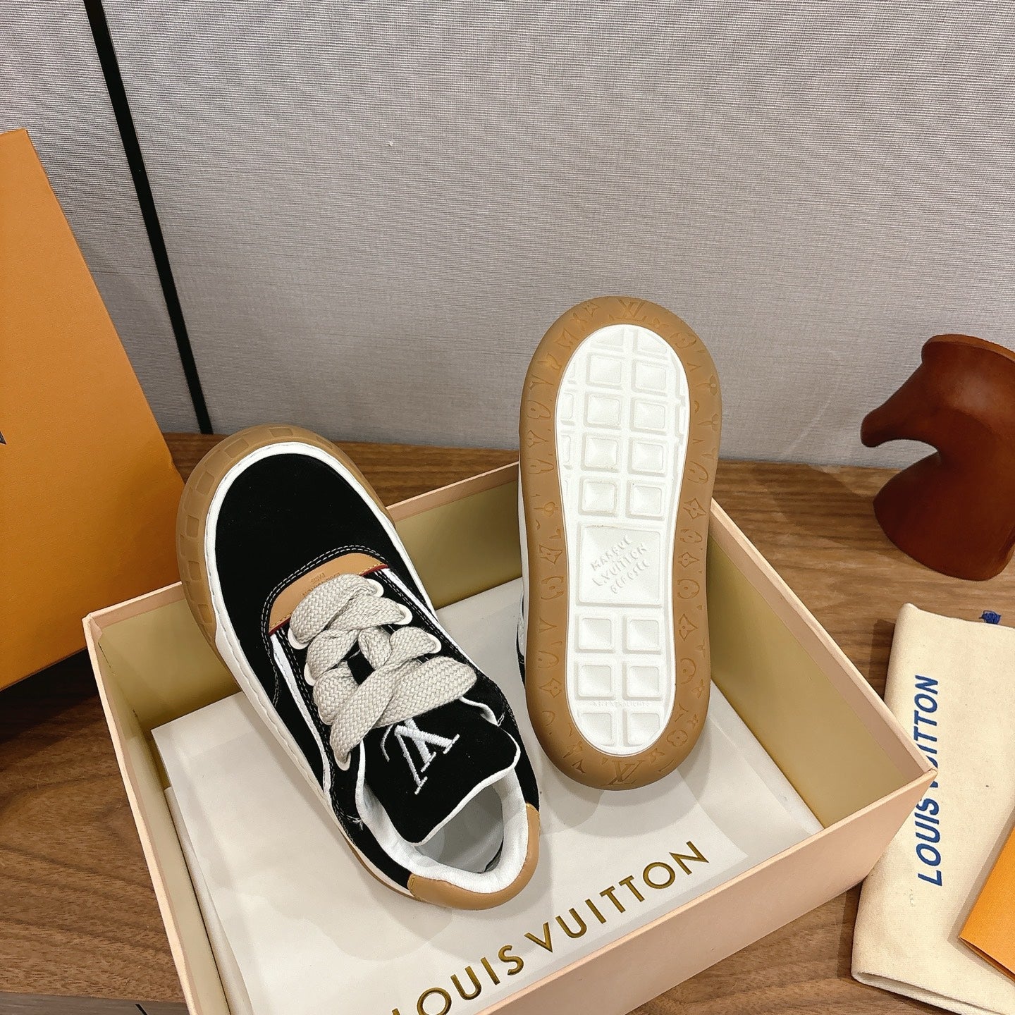 LV 2026 Tilted Sneaker Black Suede Leather 594930