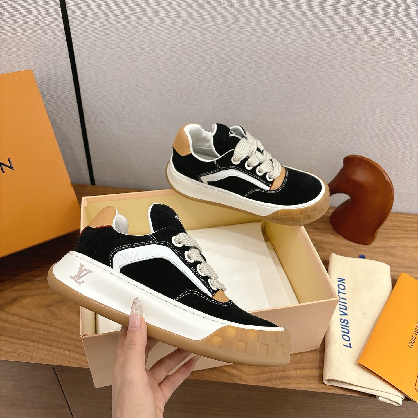 LV 2026 Tilted Sneaker Black Suede Leather 594930