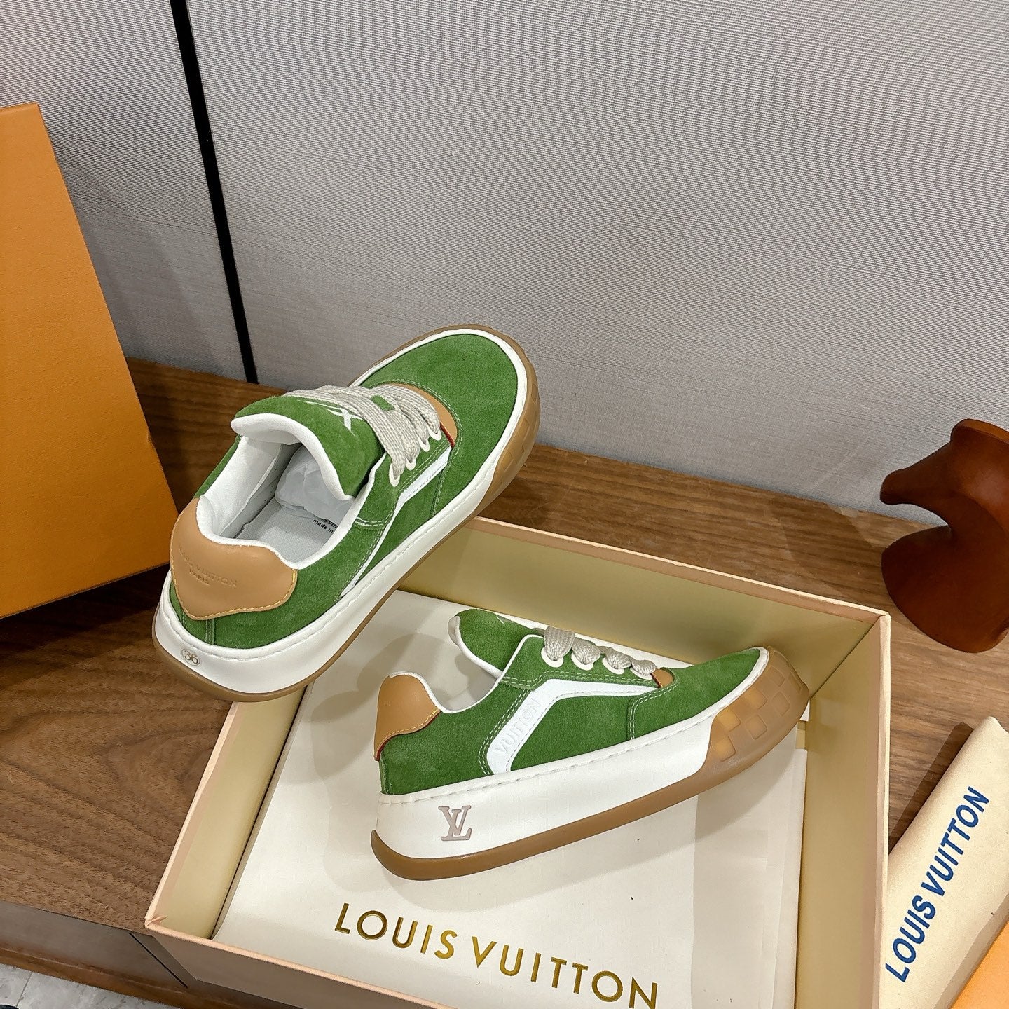 LV 2026 Tilted Sneaker Green Suede Leather 594932