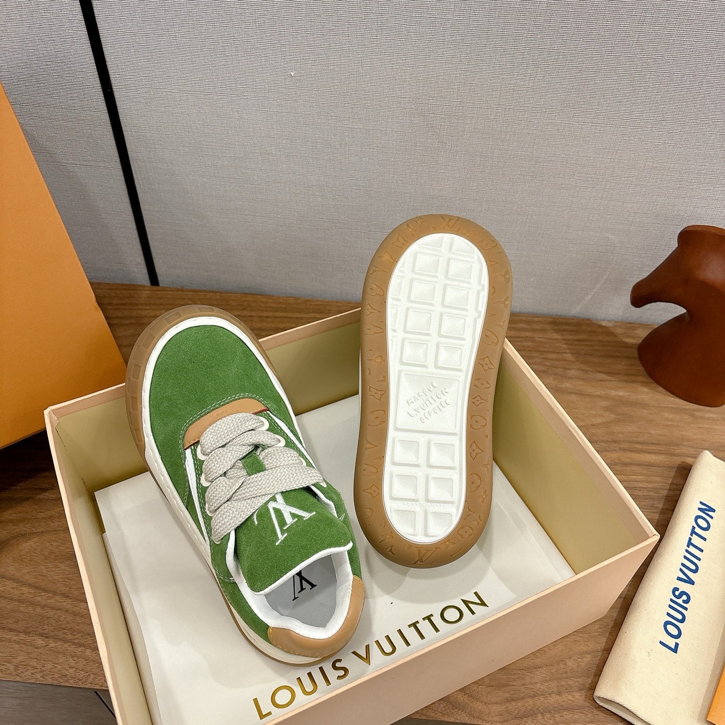 LV 2026 Tilted Sneaker Green Suede Leather 594932