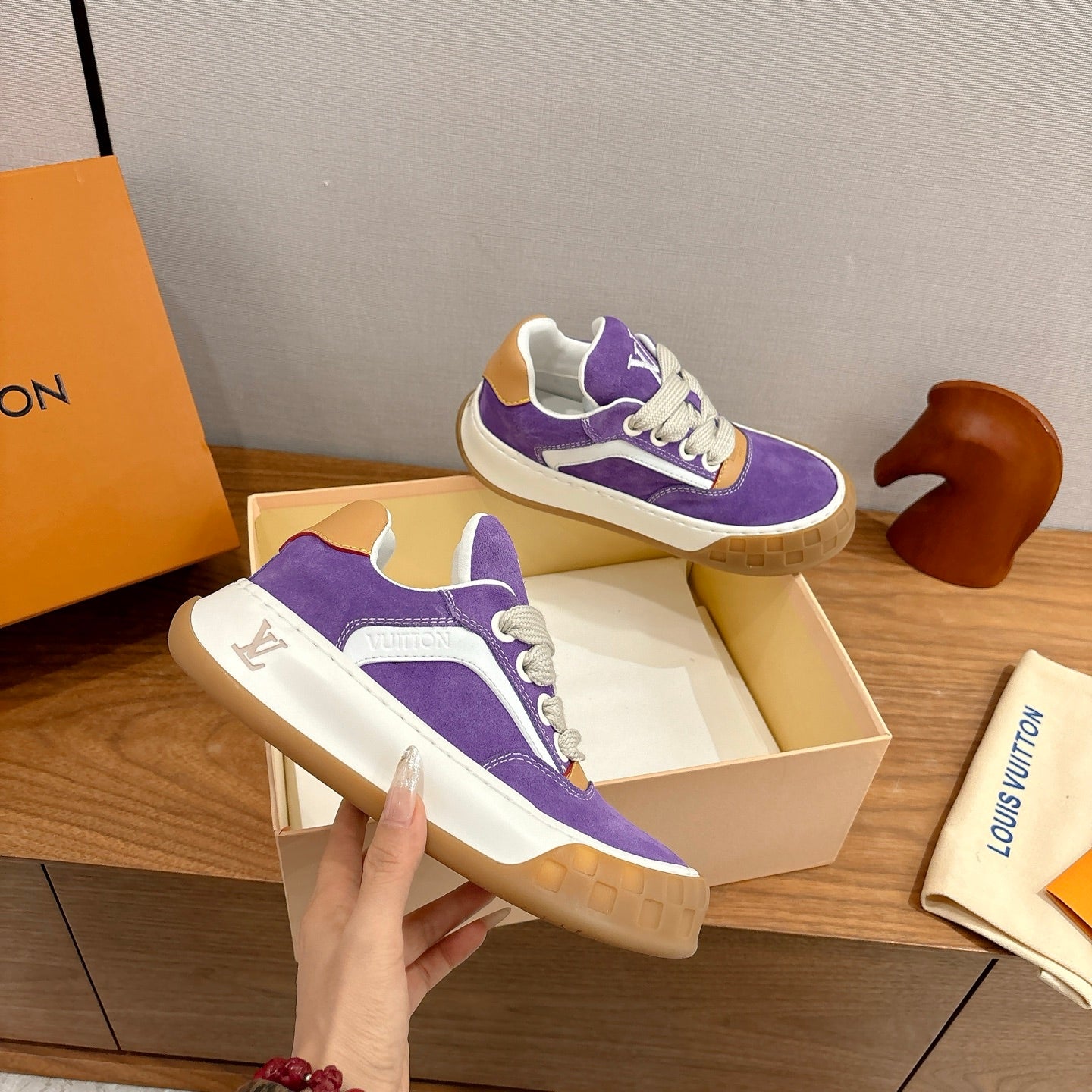 LV 2026 Tilted Sneaker Purple Suede Leather 594934