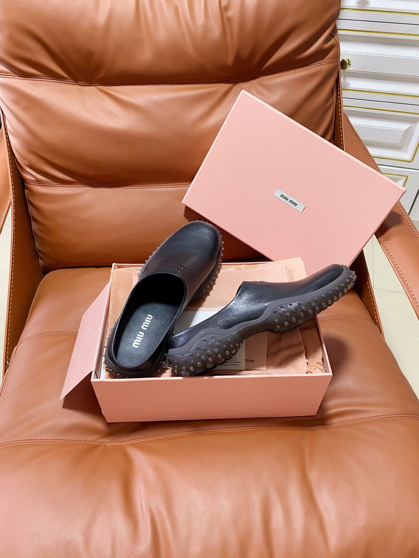 Miumiu 2026 Square Toe Mule Leather 953419