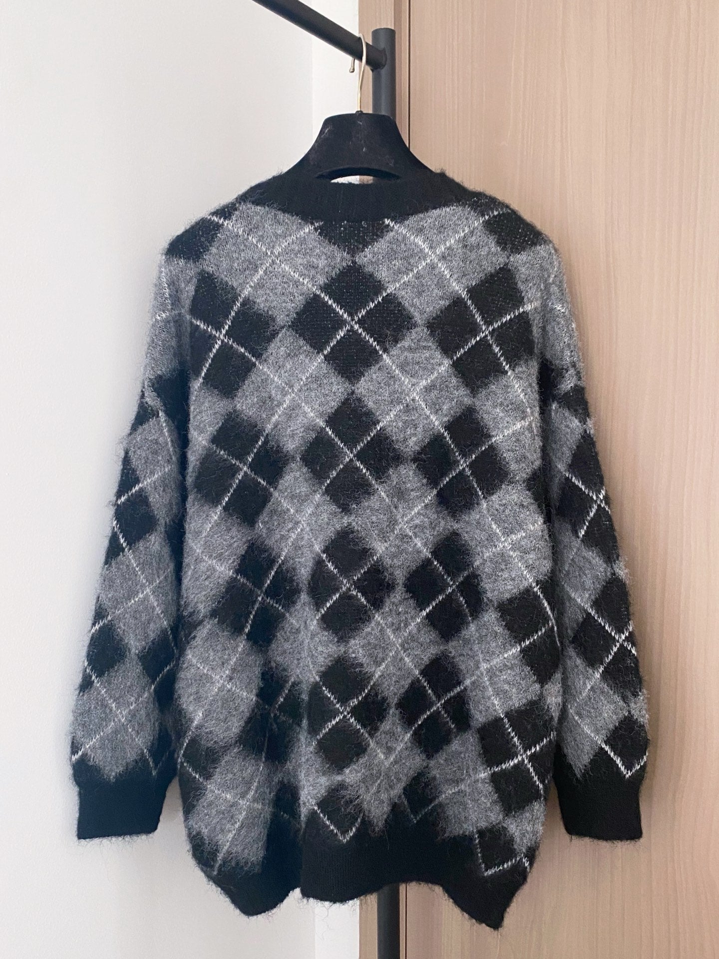 Chanel 2025 Plaid Cardigan Black mix Gray Wool Cashmere