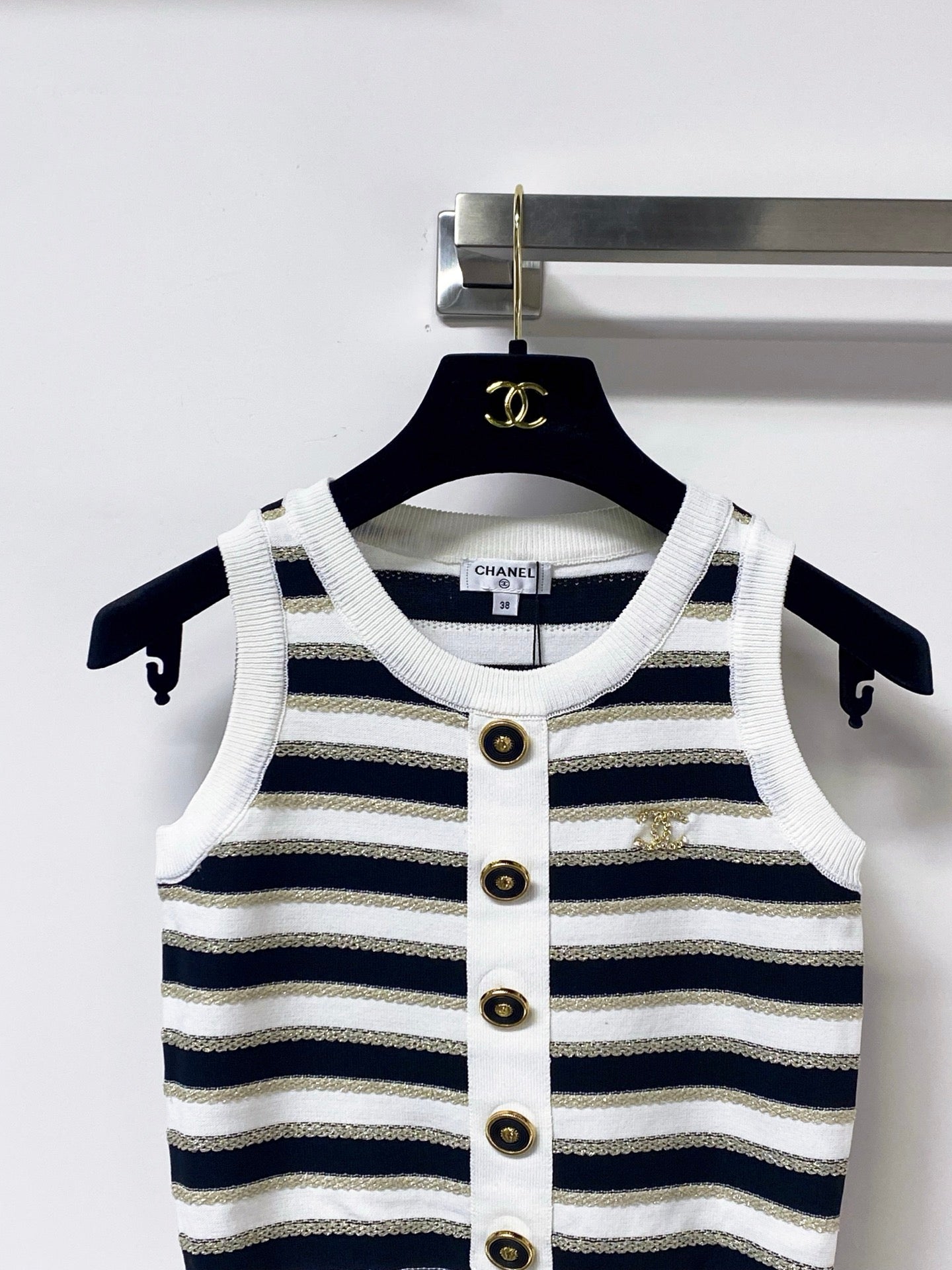 Chanel 2026 Striped Knit Vest Laine Wool 363124