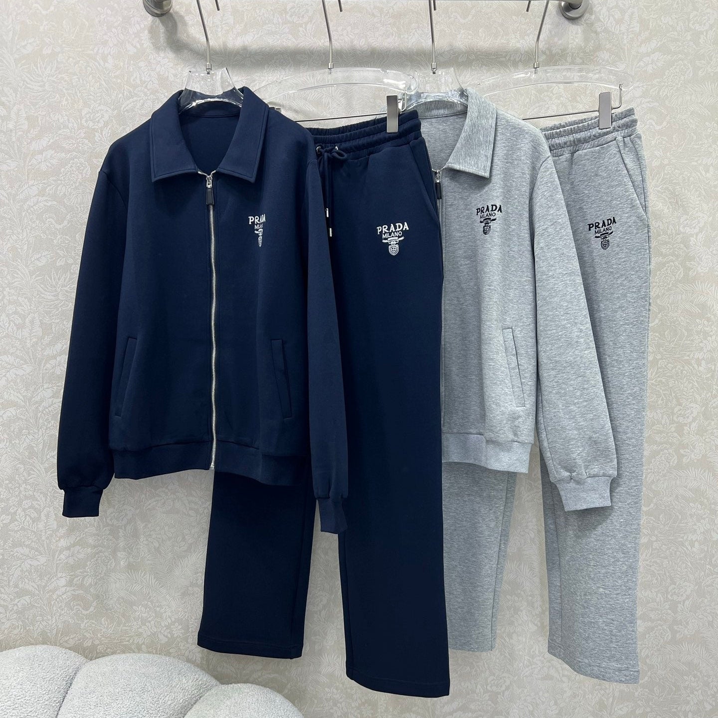 Prada 2025 Set Gray and Navy Blue Cotton