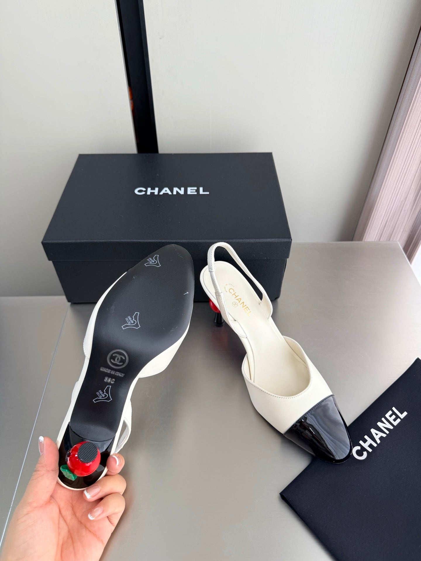 Chanel 2026 Little Red Apple Heel Slingback 85mm Lambskin 929465
