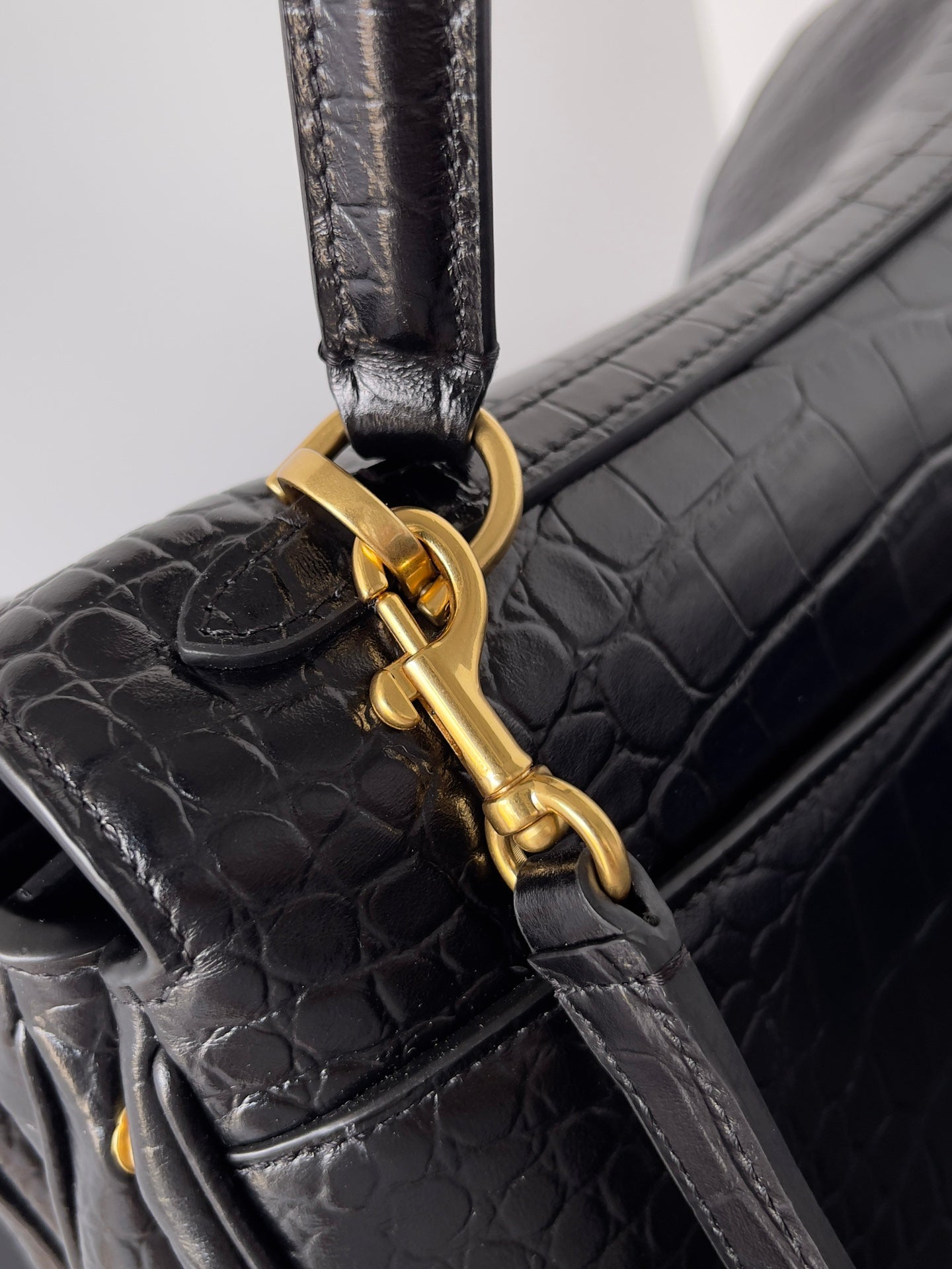 Balenciaga Rodeo Bag 35 Black Crocodile Skin Gold Hardware 351307
