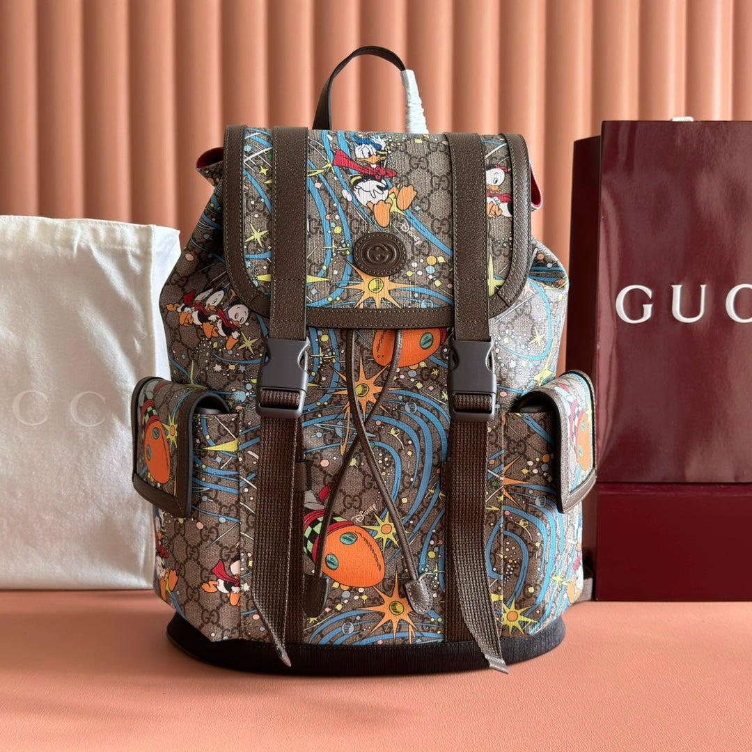 GG 2025 x Disney Donald Duck Backpack Multicolor Cowhide Canvas 273590