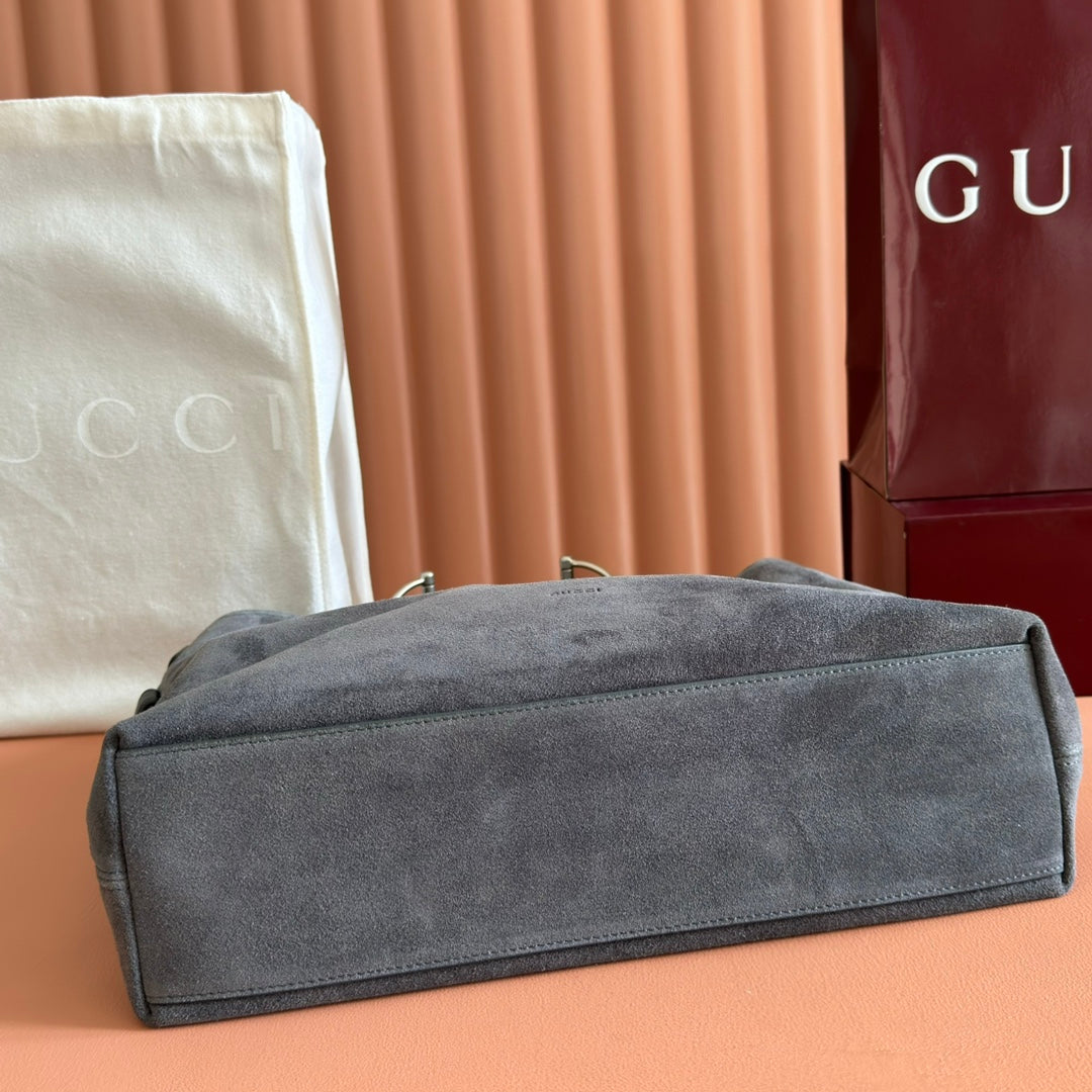 Gucci 2026 Beatrix Bag 35cm Gray Suede 277480