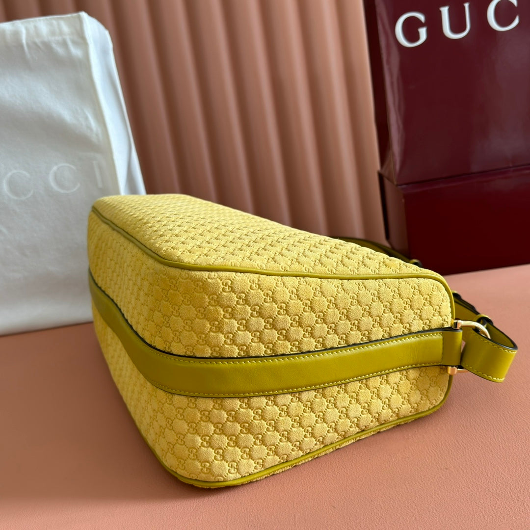 Gucci 2026 Half Horsebit Bag 38cm Yellow Suede Leather 277350