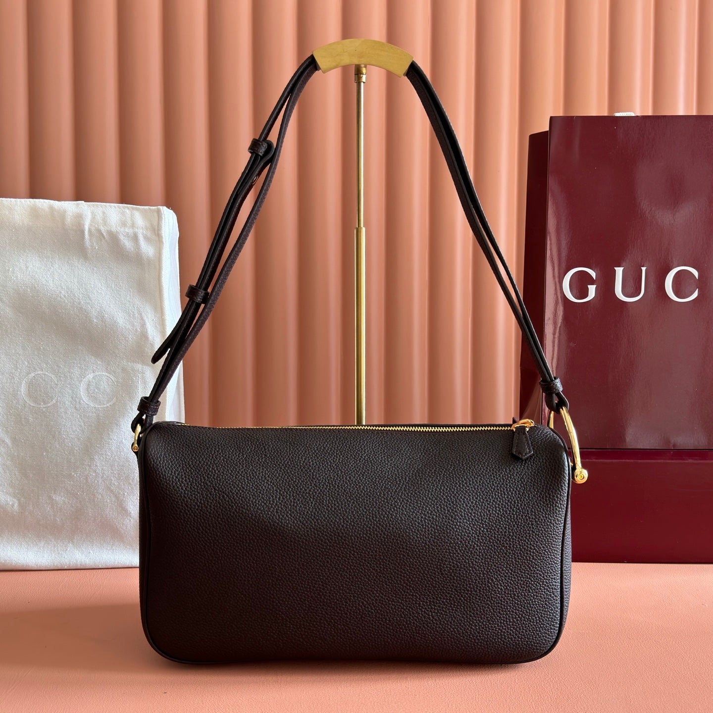 Gucci 2026 Half Horsebit Bag 31.5cm Brown Chocolate Cowhide 277449