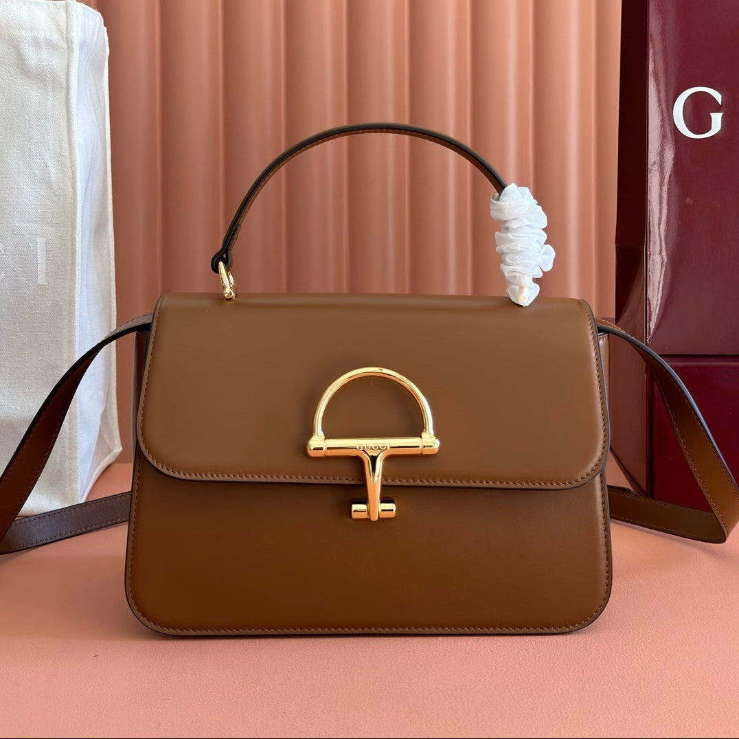 Gucci 2026 Siena Bag 25.5cm Brown Gold Leather 277149