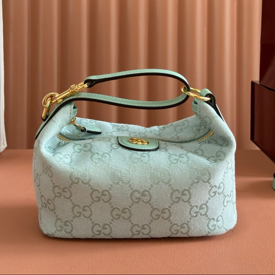 Gucci 2026 Vanity GG-Canvas Mini Top Handle Bag Green Canvas Leather 280780