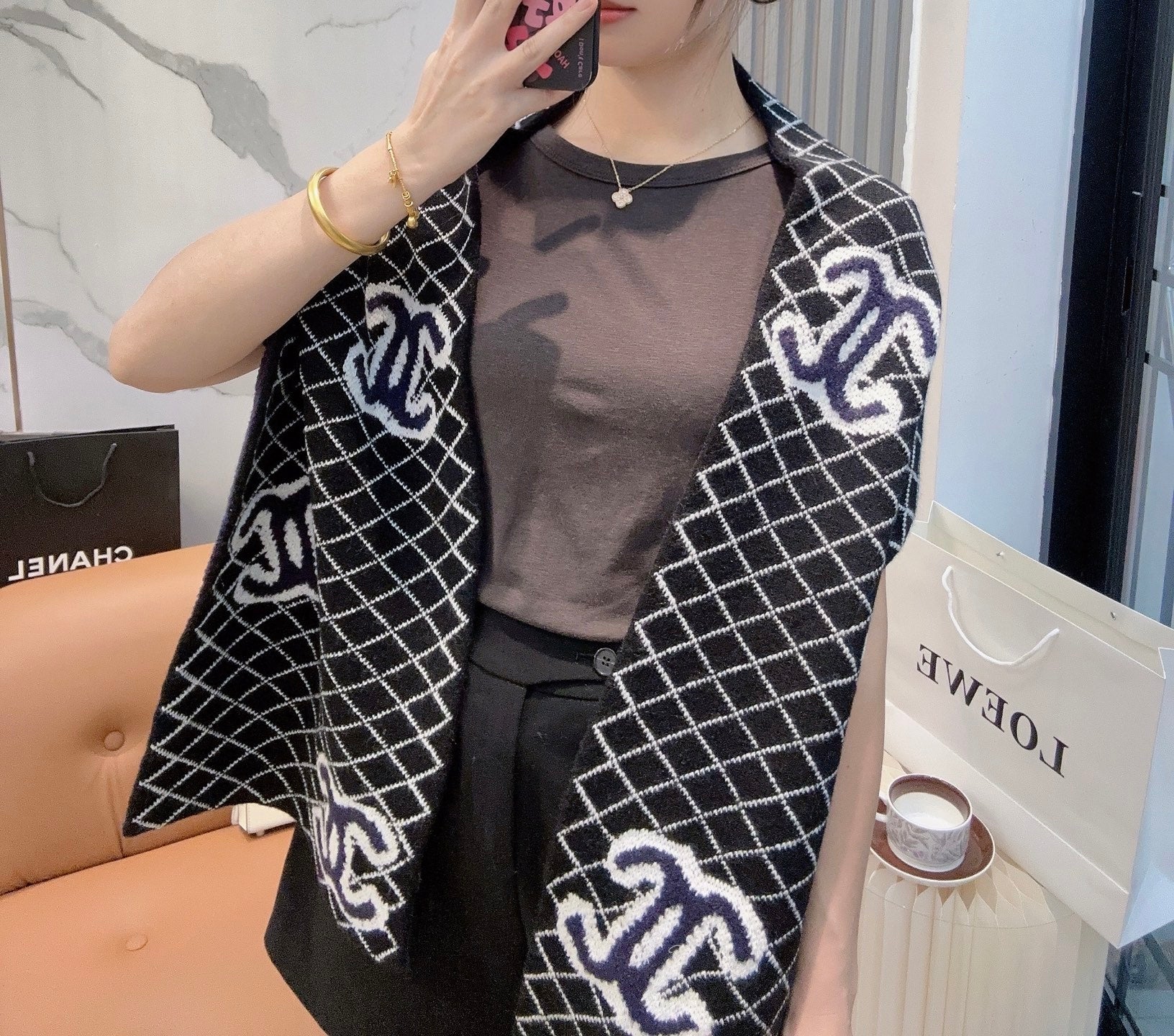 CC 25 Scarf 190cm Black  Wool 968578