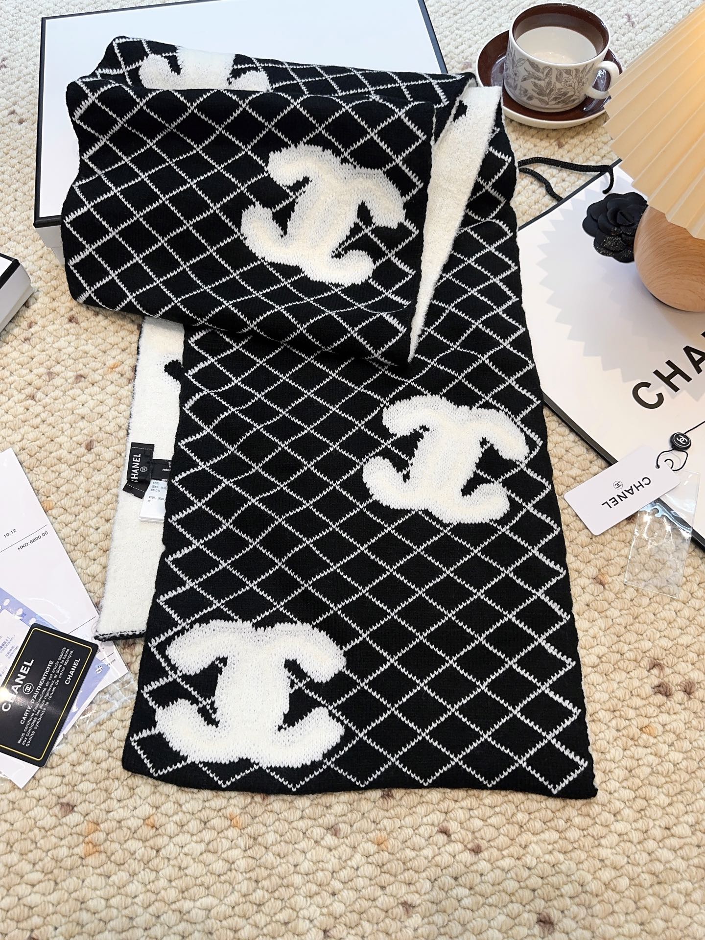 CC 25 Scarf 190cm Black  Wool 968578