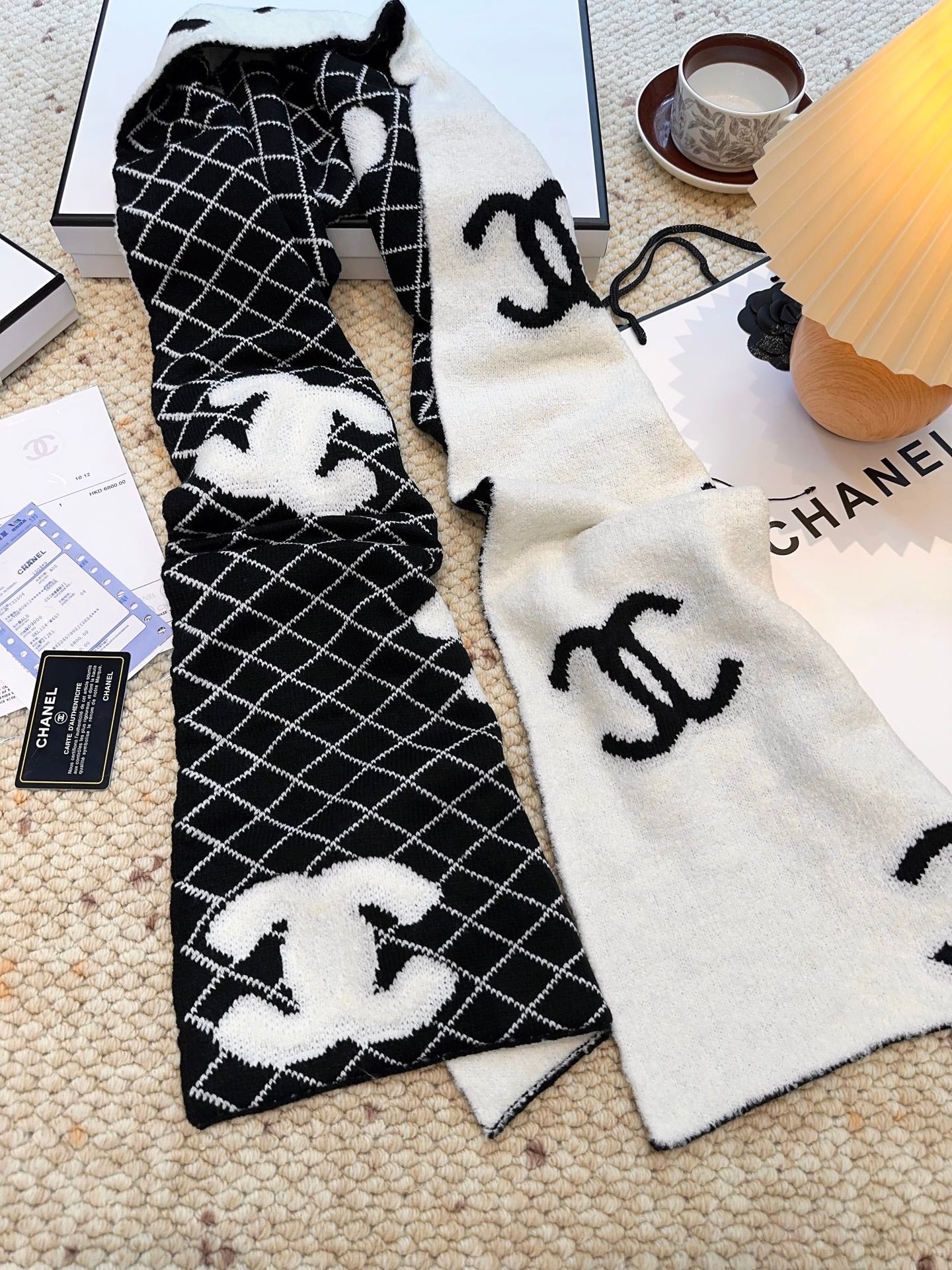 CC 25 Scarf 190cm Black White Wool 968580